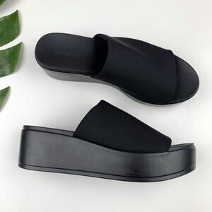 Bebe Platform Slides Black Fabric Sandals Slip On Y2K 90s Women's 9